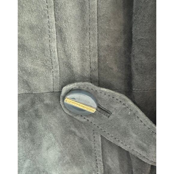 Tory Burch Leather/Suede Jacket Gray Blue Leather Button Up Jacket Size 14 r1 - Picture 5 of 10